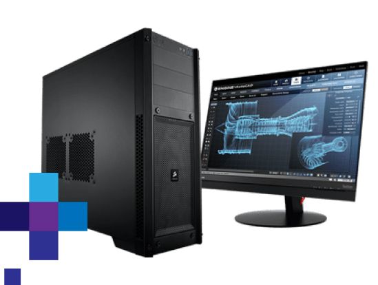 PC Workstation con progetto di modello 3D